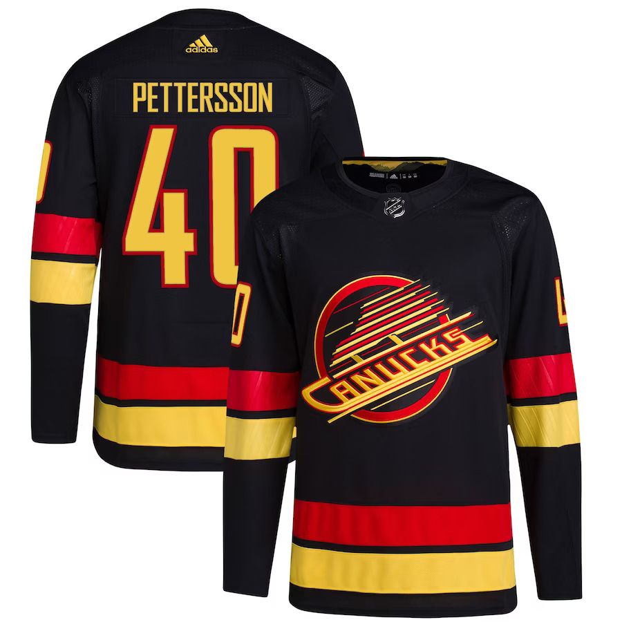 Men Vancouver Canucks 40 Elias Pettersson adidas Black Alternate 2022-23 Primegreen Authentic Pro Player NHL Jersey
